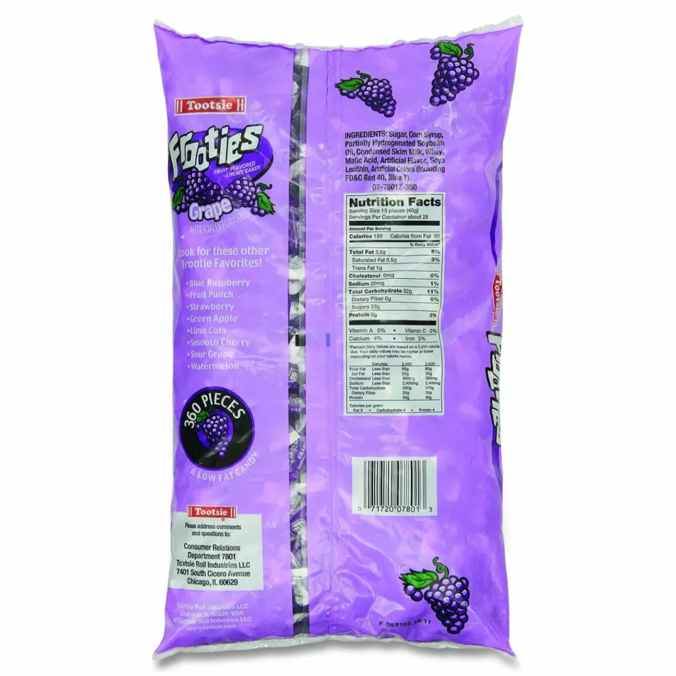 Tootsie Roll Frooties, Grape, 38.8oz Bag, 360 Pieces/Bag