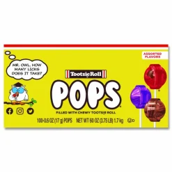 Tootsie Roll Tootsie Pops, Assorted Original Flavors, 0.6 oz Lollipops, 100/Box
