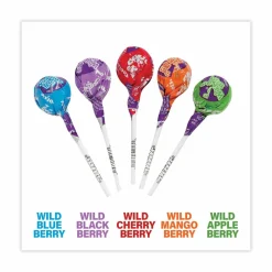 Tootsie Roll Tootsie Pops, Assorted Wild Berry Flavors, 0.6 oz Lollipops, 100/Box