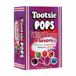 Tootsie Roll Tootsie Pops, Assorted Wild Berry Flavors, 0.6 oz Lollipops, 100/Box