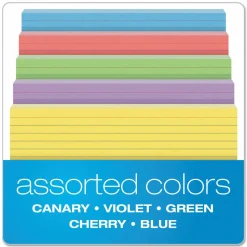 Tops Index Cards, Ruled, 5" x 8", Assorted Colors, Pack Of 100