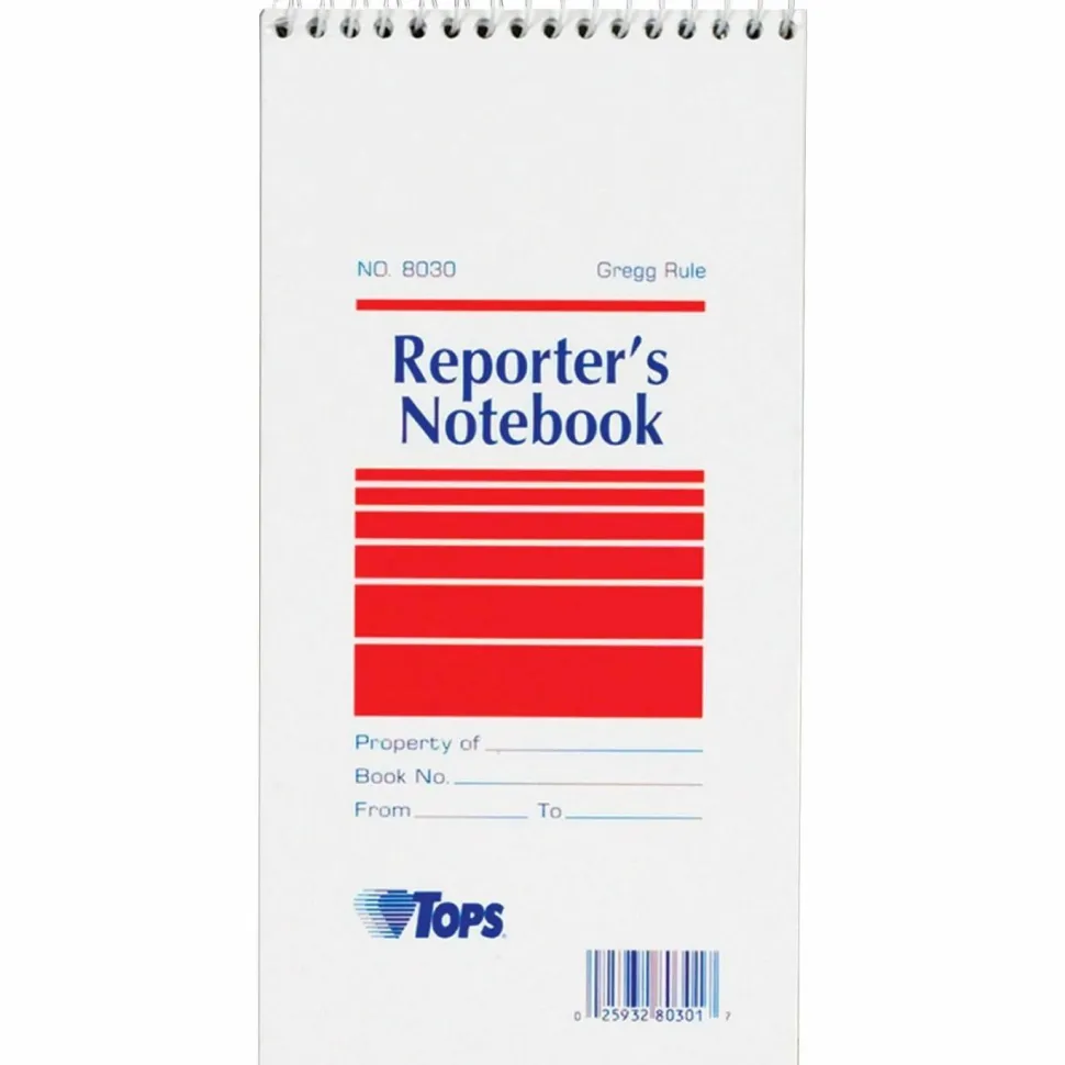 TOPS Reporter's Notebooks, 4" x 8", 1 Subject, Gregg Ruled, 70 Sheets, Pack Of 12 Books