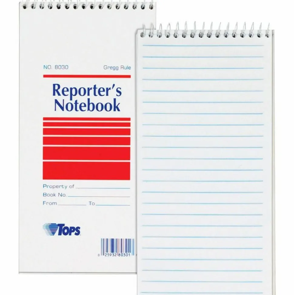 TOPS Reporter's Notebooks, 4" x 8", 1 Subject, Gregg Ruled, 70 Sheets, Pack Of 12 Books