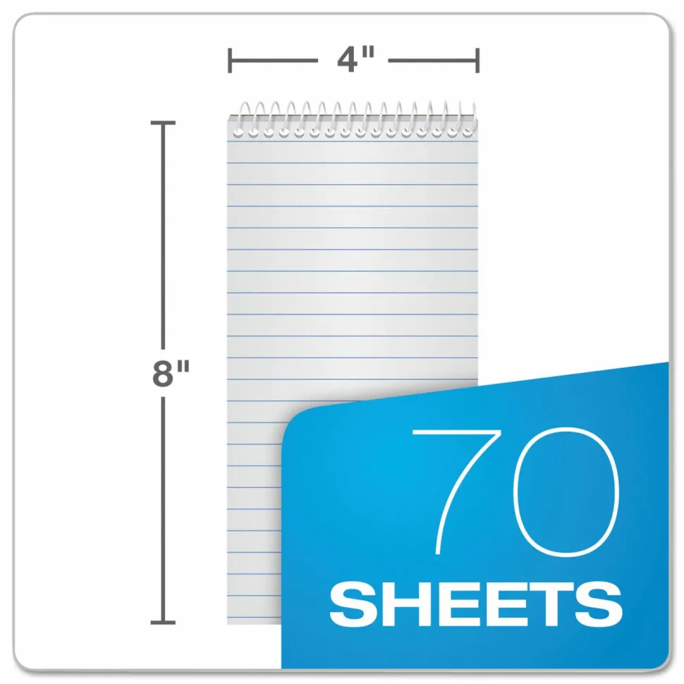 TOPS Reporter's Notebooks, 4" x 8", 1 Subject, Gregg Ruled, 70 Sheets, Pack Of 12 Books