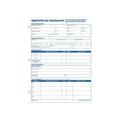 TOPS - Application for employment form - 50 sheets - Letter A Size (8.5 in x 11 in)