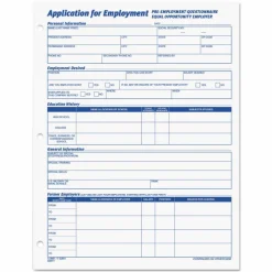 TOPS - Application for employment form - 50 sheets - Letter A Size (8.5 in x 11 in)