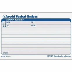 TOPS Avoid Verbal Orders Book - 50 Sheet(s) - 2 PartCarbonless Copy - 4.25" x 7" Form Size - White - 1 Each
