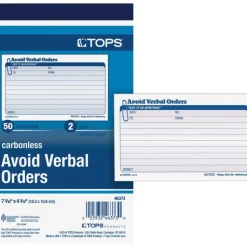 TOPS Avoid Verbal Orders Book - 50 Sheet(s) - 2 PartCarbonless Copy - 4.25