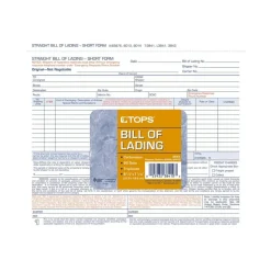 TOPS Bills of Lading Snap-Off Sets - 3 Part - Carbonless Copy - 8.50" x 7.44" Sheet Size - White Sheet(s) - Blue, Red Print Color - 1 Pack