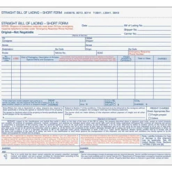 TOPS Bills of Lading Snap-Off Sets - 3 Part - Carbonless Copy - 8.50