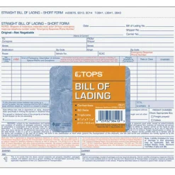 TOPS Bills of Lading Snap-Off Sets - 3 Part - Carbonless Copy - 8.50
