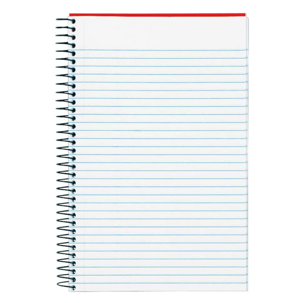 TOPS Classified Colors Business Notebook, 5 1/2" x 8 1/2", 1 Subject, Narrow Ruled, 100 Sheets, Ruby Red Cover