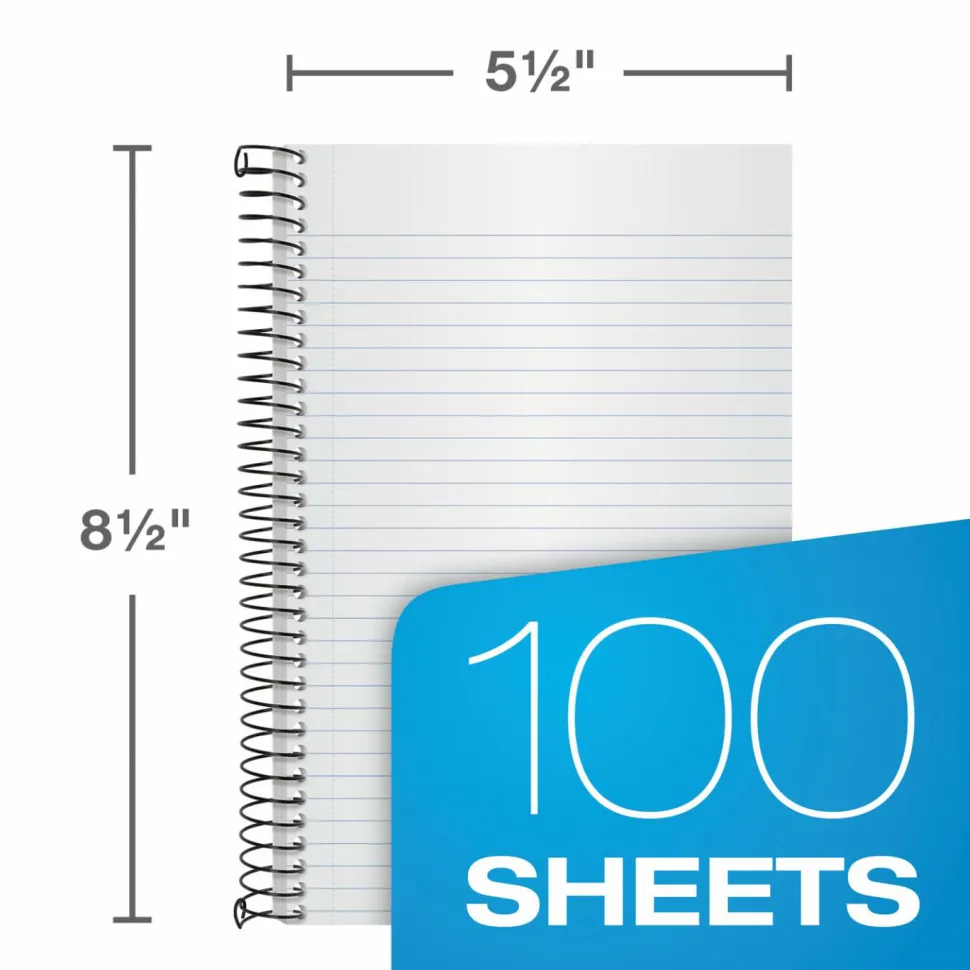 TOPS Classified Colors Business Notebook, 5 1/2" x 8 1/2", 1 Subject, Narrow Ruled, 100 Sheets, Ruby Red Cover