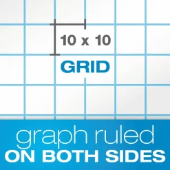 TOPS Cross Section Pads, Quadrille Rule (10 sq/in, 1 sq/in), (50) White 8.5 x 11 Sheets