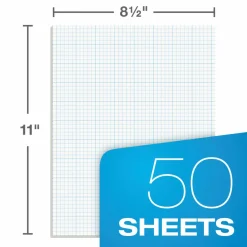 TOPS Cross Section Pads, Quadrille Rule (10 sq/in, 1 sq/in), (50) White 8.5 x 11 Sheets
