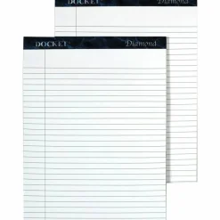 TOPS Docket Diamond Premium 100% Recycled Legal Pad, 8 1/2" x 11 3/4", Legal Ruled, 50 Sheets, White, Pack Of 2 Pads