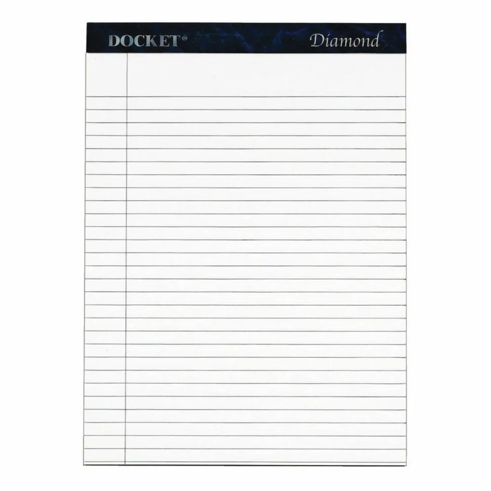 TOPS Docket Diamond Premium 100% Recycled Legal Pad, 8 1/2" x 11 3/4", Legal Ruled, 50 Sheets, White, Pack Of 2 Pads