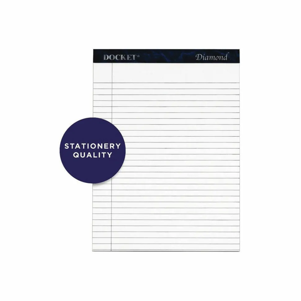TOPS Docket Diamond Premium 100% Recycled Legal Pad, 8 1/2" x 11 3/4", Legal Ruled, 50 Sheets, White, Pack Of 2 Pads