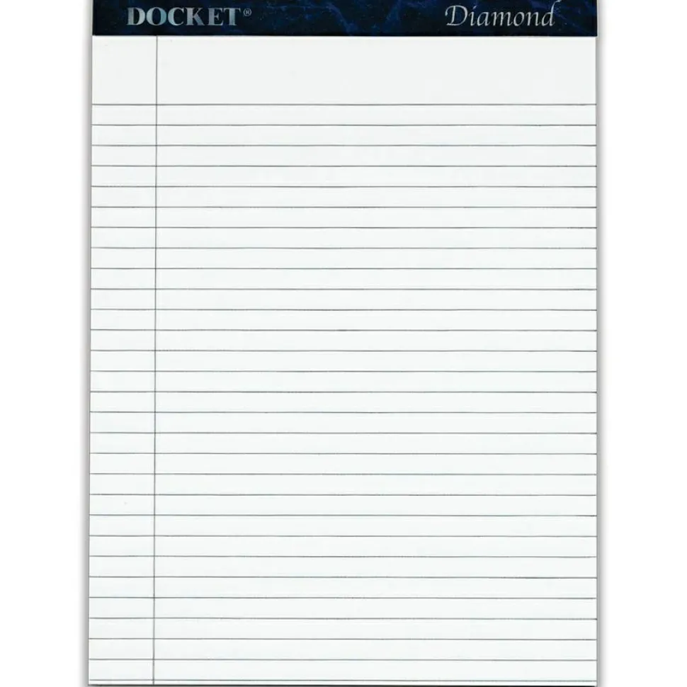 TOPS Docket Diamond Premium 100% Recycled Legal Pad, 8 1/2" x 11 3/4", Legal Ruled, 50 Sheets, White, Pack Of 2 Pads