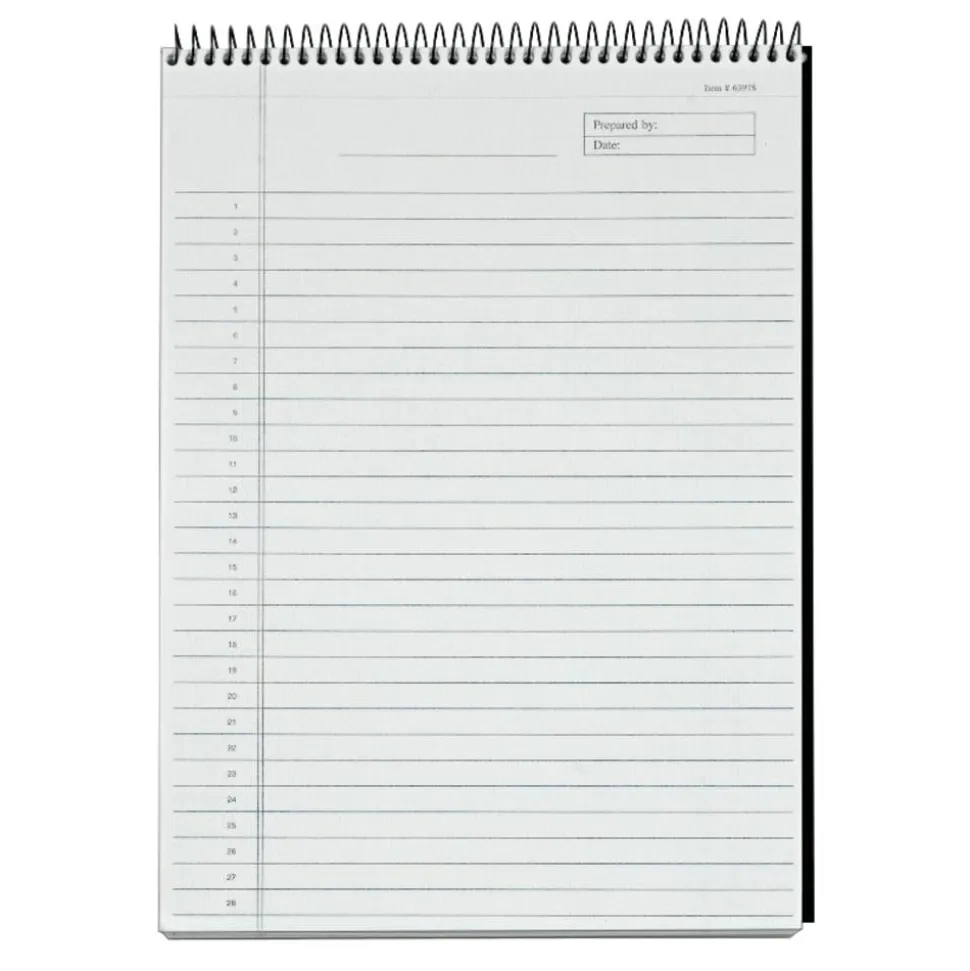 TOPS Docket Diamond 100% Recycled Wirebound Planner, 8 1/2" x 11 3/4", 1 Subject, Legal Ruled, 60 Sheets, White