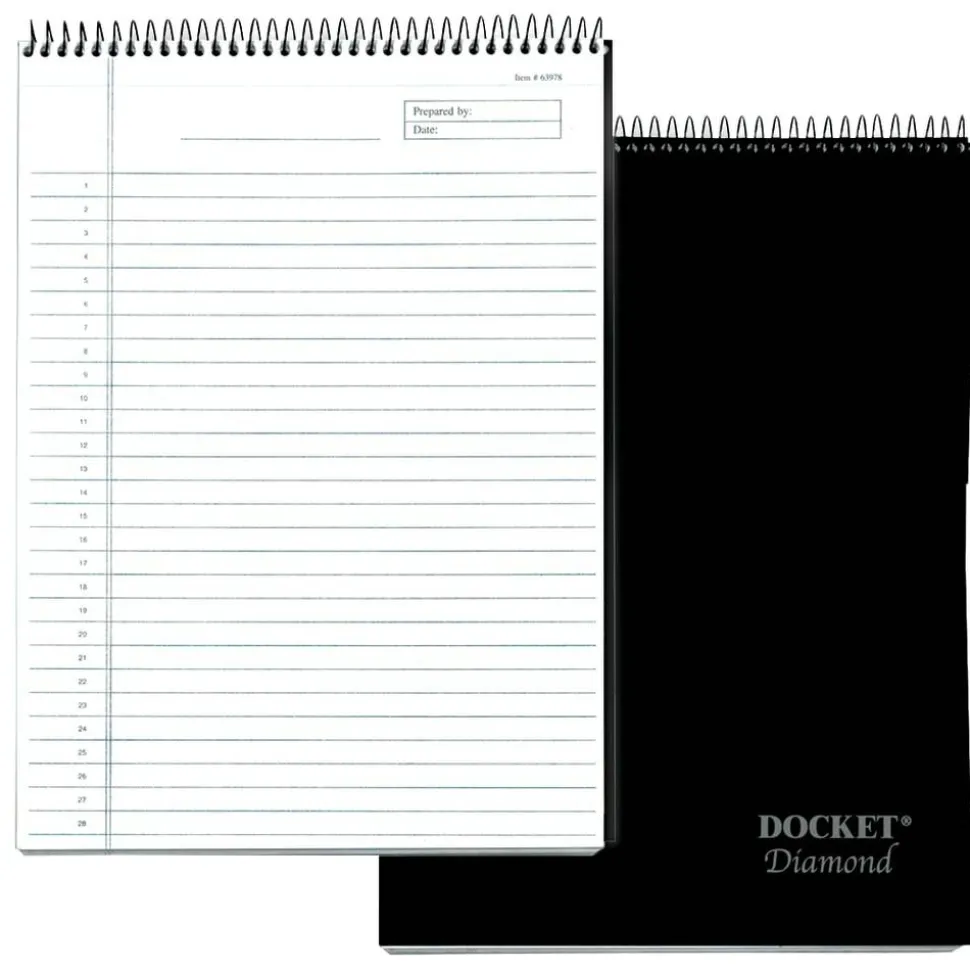 TOPS Docket Diamond 100% Recycled Wirebound Planner, 8 1/2" x 11 3/4", 1 Subject, Legal Ruled, 60 Sheets, White