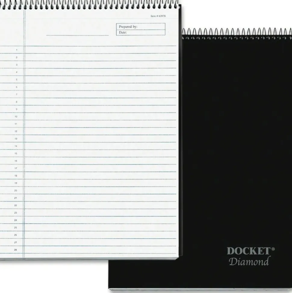 TOPS Docket Diamond 100% Recycled Wirebound Planner, 8 1/2" x 11 3/4", 1 Subject, Legal Ruled, 60 Sheets, White