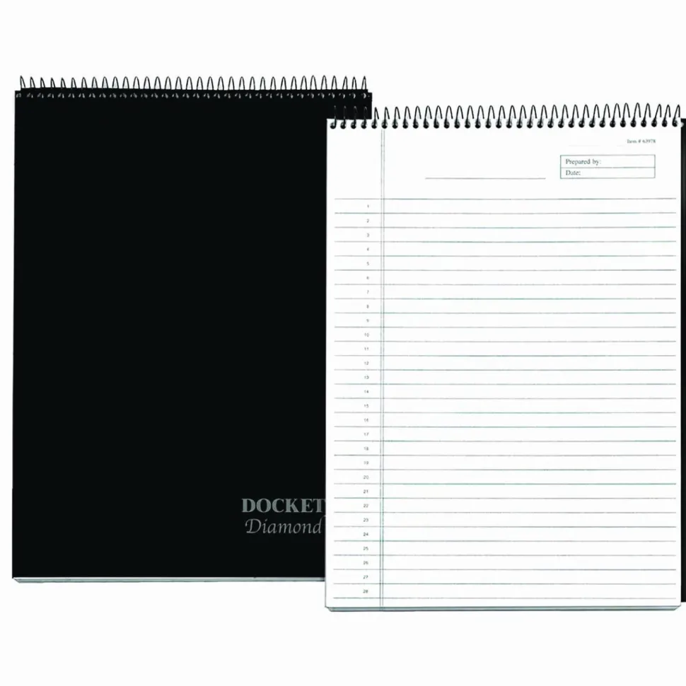 TOPS Docket Diamond 100% Recycled Wirebound Planner, 8 1/2" x 11 3/4", 1 Subject, Legal Ruled, 60 Sheets, White