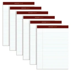 TOPS Docket Gold Premium Writing Pads, 8 1/2" x 11 3/4", Legal Ruled, 50 Sheets, White, Pack Of 6 Pads