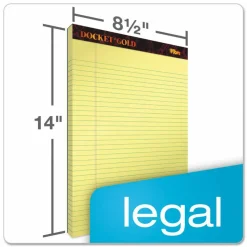 TOPS Docket Gold Ruled Perforated Pads, Wide/Legal Rule, (50) Canary Yellow 8.5 x 14 Sheets, 12/Pack
