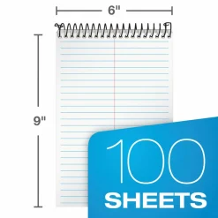 TOPS Docket Gold Steno Pads, Frosted White Cover, Gregg Rule, (100) White 6 x 9 Heavyweight 20 lb Bond Sheets