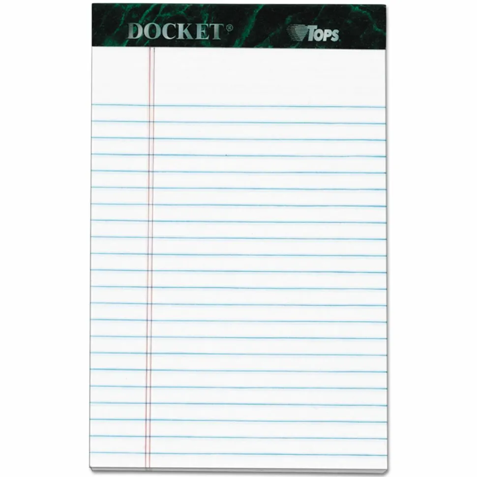 TOPS Docket Ruled Perforated Pads, Narrow Rule, (50) White 5 x 8 Sheets, 6/Pack