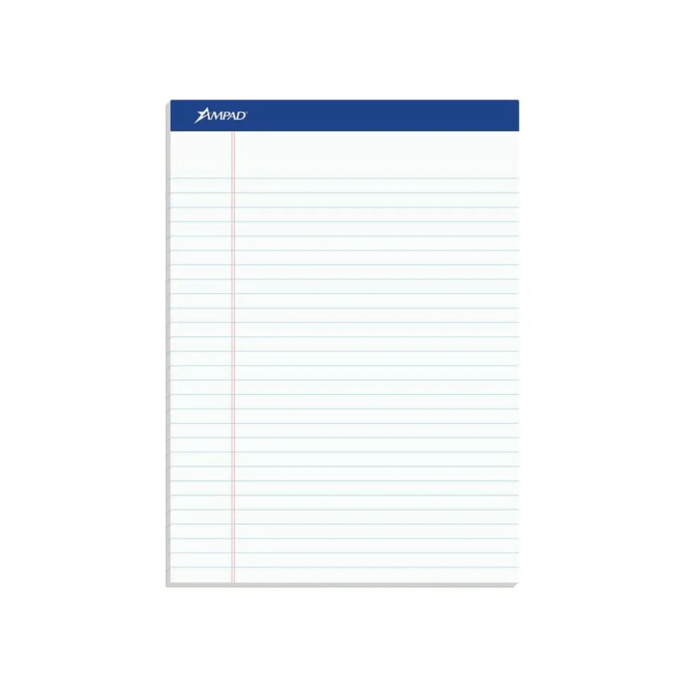 TOPS Docket Writing Pads, 8 1/2" x 11 3/4", Legal Ruled, 50 Sheets Per Pad, White, Pack Of 12 Pads