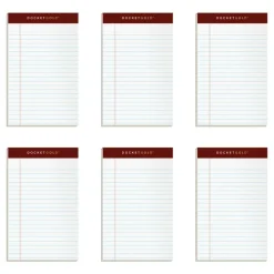 TOPS Docket Writing Tablet, 5" x 8", Jr. Legal Rule, White, 50 Sheets Per Pad, Pack Of 6 Pads