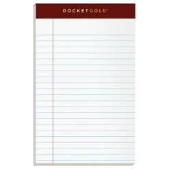 TOPS Docket Writing Tablet, 5" x 8", Jr. Legal Rule, White, 50 Sheets Per Pad, Pack Of 6 Pads