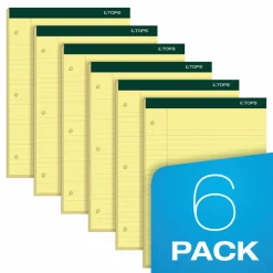 TOPS Double Docket Ruled Pads, Wide/Legal Rule, (100) Canary Yellow 8.5 x 11 Sheets, 6/Pack