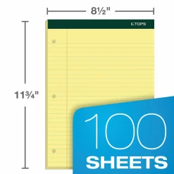 TOPS Double Docket Ruled Pads, Wide/Legal Rule, (100) Canary Yellow 8.5 x 11 Sheets, 6/Pack