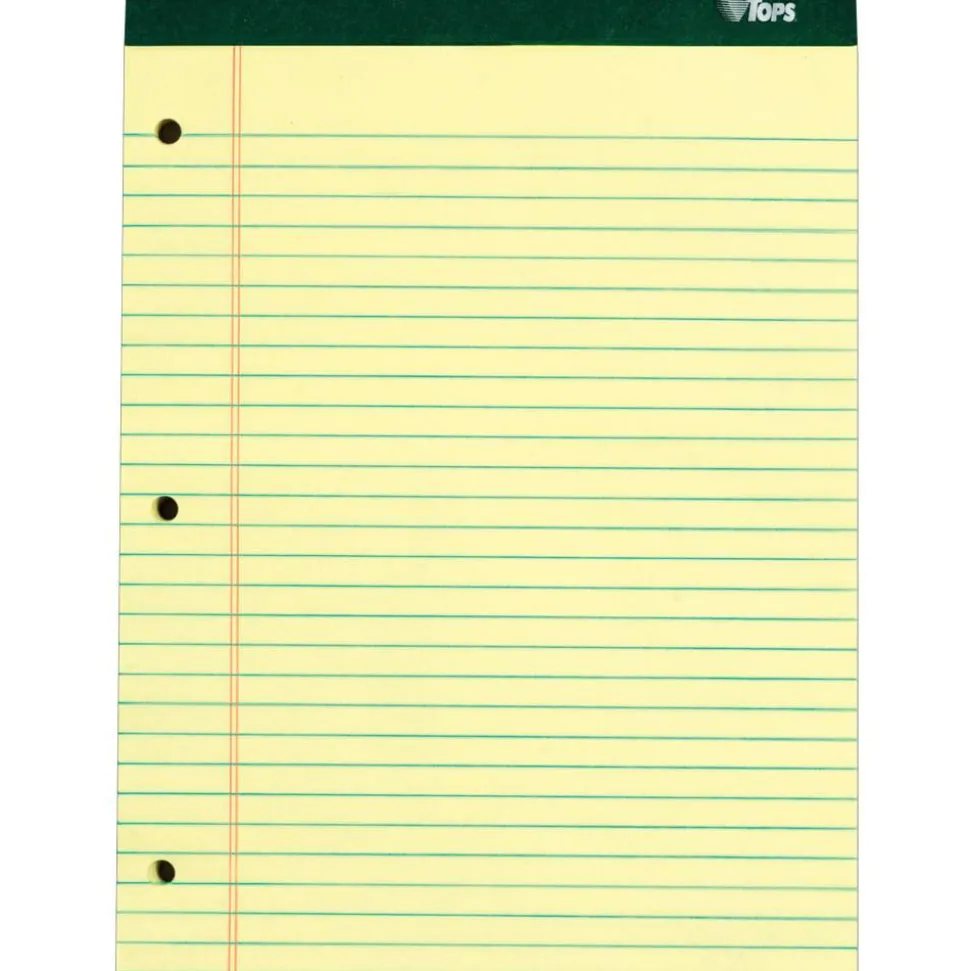 TOPS Double Docket Ruled Pads, Wide/Legal Rule, (100) Canary Yellow 8.5 x 11 Sheets, 6/Pack