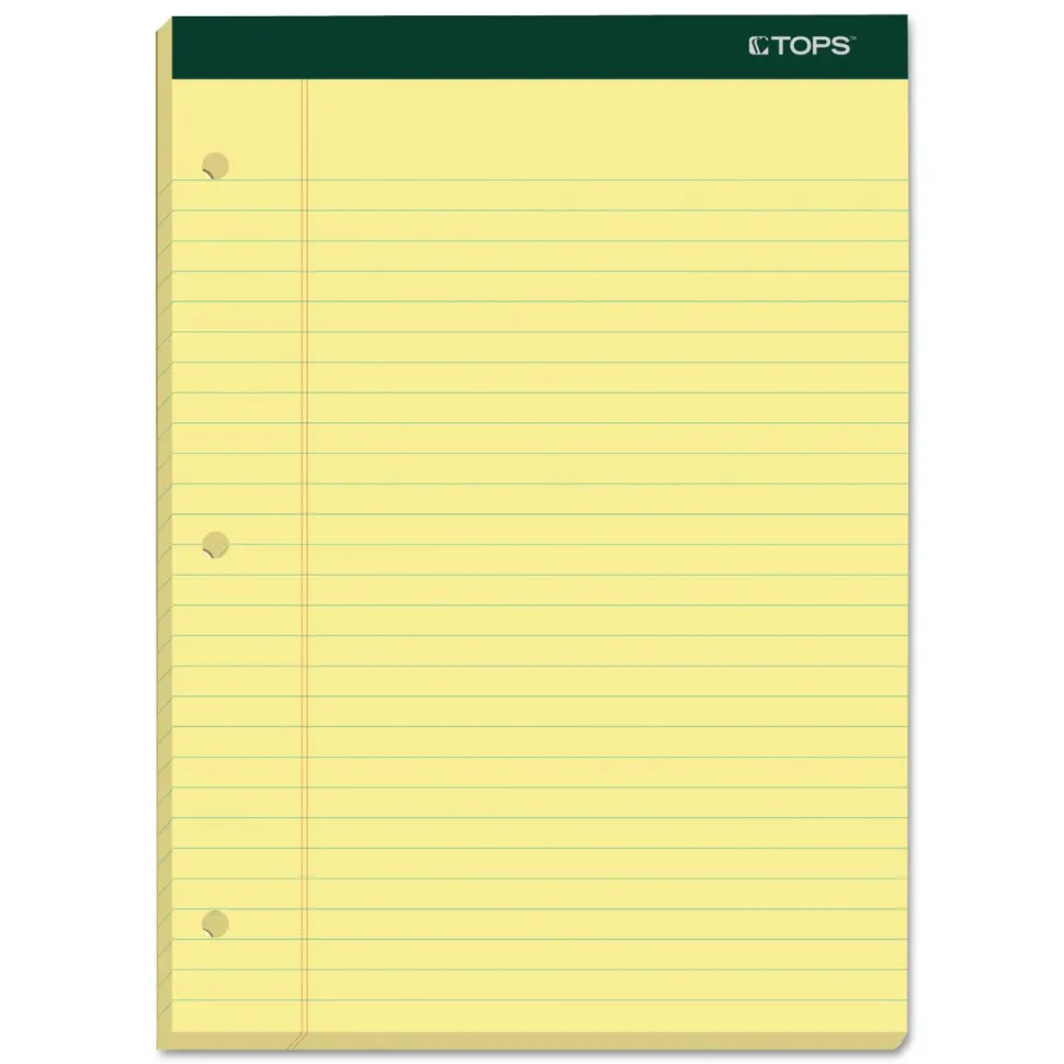 TOPS Double Docket Ruled Pads, Wide/Legal Rule, (100) Canary Yellow 8.5 x 11 Sheets, 6/Pack
