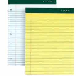 TOPS Double Docket Writing Pads, 8 1/2" x 11 3/4", Narrow Ruled, 100 Sheets, Canary, Pack Of 6 Pads