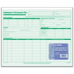 TOPS Employee Record File Folders, 11 3/4" x 9 1/2", Green, Pack Of 20