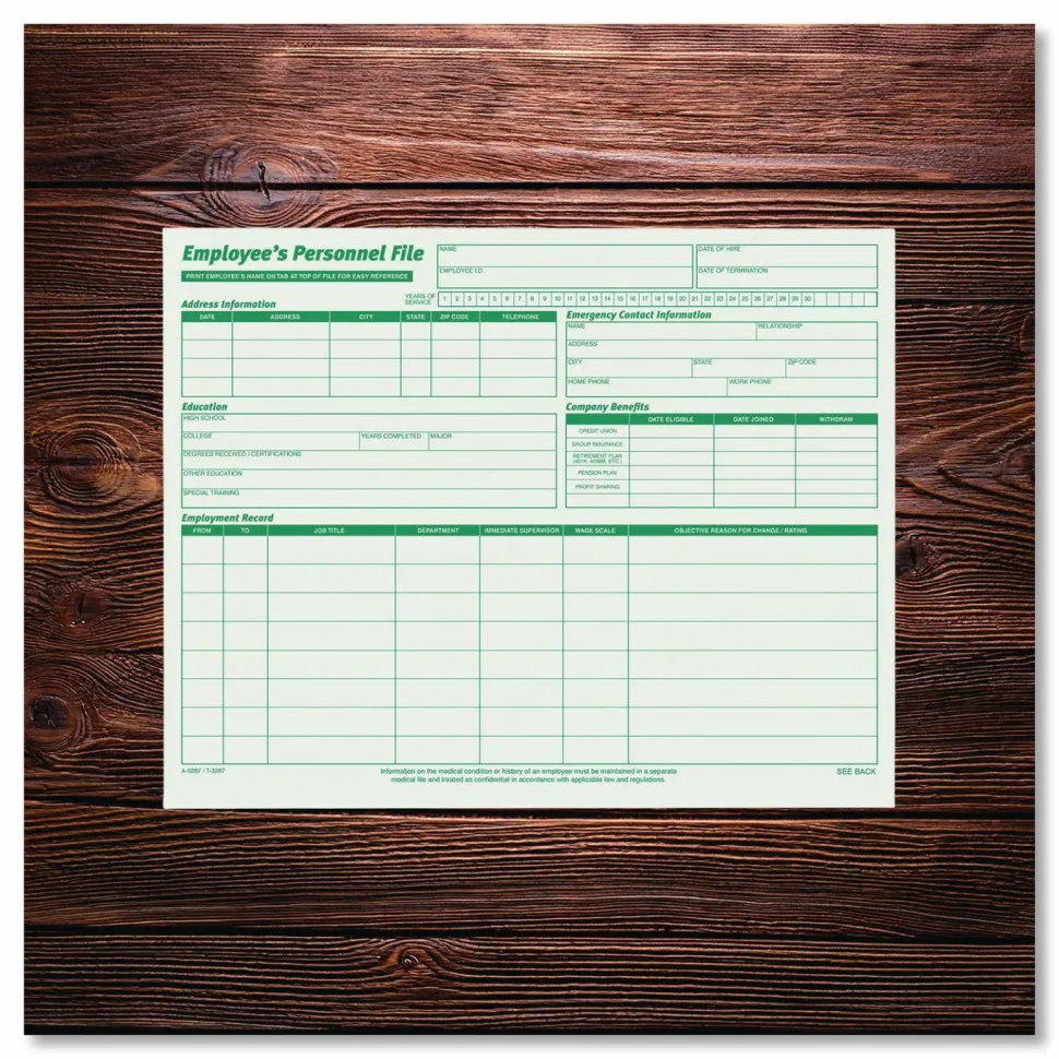 TOPS Employee Record File Folders, 11 3/4" x 9 1/2", Green, Pack Of 20