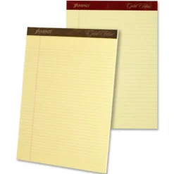 TOPS Gold Fibre Premium Rule Writing Pads - Letter - 50 Sheets - Watermark - Stapled/Glued - 0.34" Ruled - 20032
