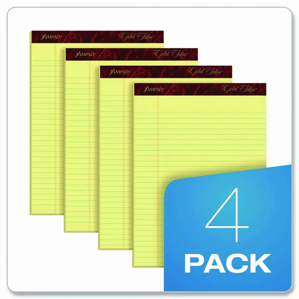 TOPS Gold Fibre Premium Rule Writing Pads - Letter - 50 Sheets - Watermark - Stapled/Glued - 0.34" Ruled - 20032