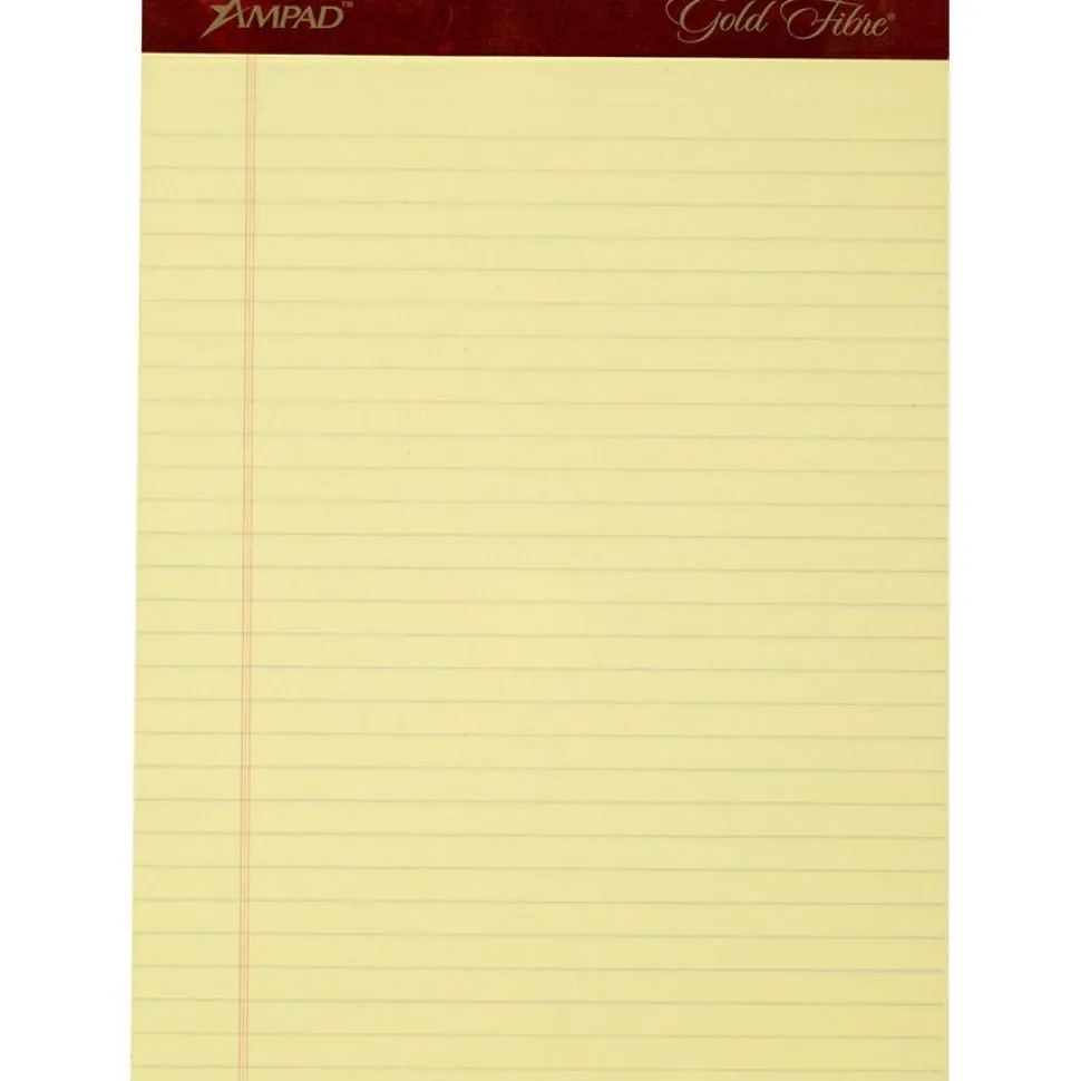 TOPS Gold Fibre Premium Rule Writing Pads - Letter - 50 Sheets - Watermark - Stapled/Glued - 0.34" Ruled - 20032