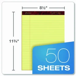 TOPS Gold Fibre Premium Rule Writing Pads - Letter - 50 Sheets - Watermark - Stapled/Glued - 0.34