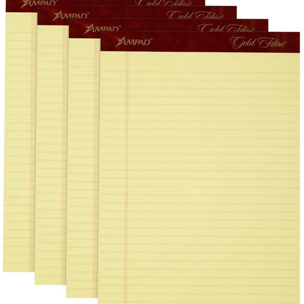 TOPS Gold Fibre Premium Rule Writing Pads - Letter - 50 Sheets - Watermark - Stapled/Glued - 0.34" Ruled - 20032