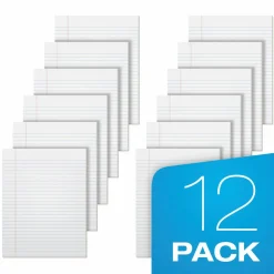 Tops Gum Top Pad, 50 Sheets, Plain, 8 1/2" x 11", White Paper, Pack of 12