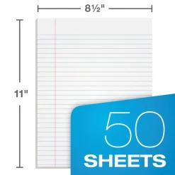 Tops Gum Top Pad, 50 Sheets, Plain, 8 1/2" x 11", White Paper, Pack of 12