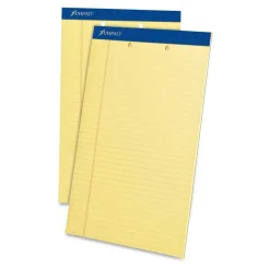 TOPS 2-Hole Punched Perforated Writing Pads, 8 1/2" x 14", Legal Ruled, 50 Sheets Per Pad, Canary, Pack Of 12 Pads