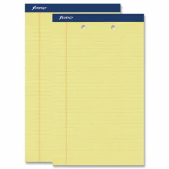 TOPS 2-Hole Punched Perforated Writing Pads, 8 1/2" x 14", Legal Ruled, 50 Sheets Per Pad, Canary, Pack Of 12 Pads